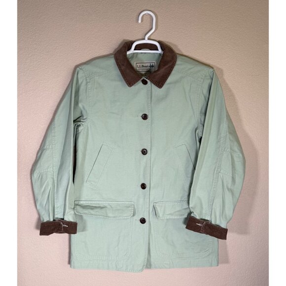 L.L. Bean Canvas Field Chore Barn Jacket Mint Green Brown Corduroy 0WY22 - Picture 5 of 14